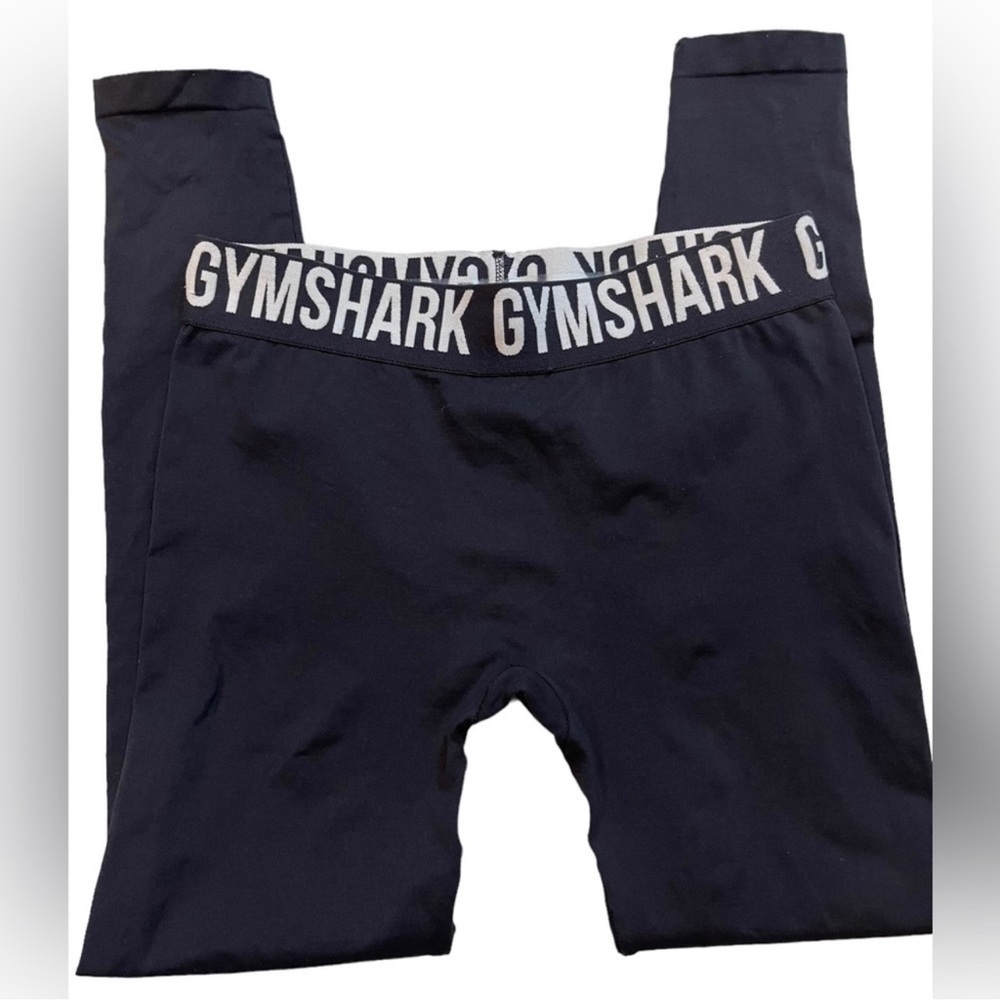 Gymshark Capri Leggings - Black with White Logo Band, Size Small** - Picture 2 of 8